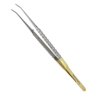 Densol Surgical Tissue Forceps Rat Tooth Micro 1mm Diamond Dusted 18cm curved