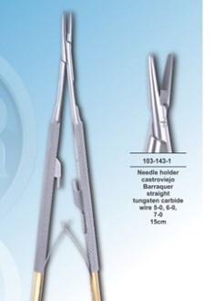 Densol Needle holder castroviejo Barraquer straight tungsten carbide 15cm