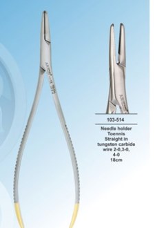 Densol Needle holder Toennis Straight in tungsten carbide 18cm