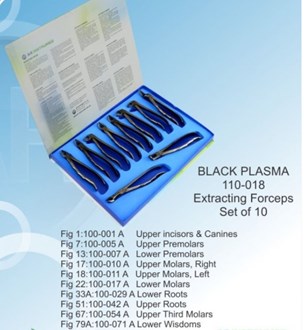 Densol Black Plasma Extracting forceps for adults set of 10 pcs  Black Plasma coating